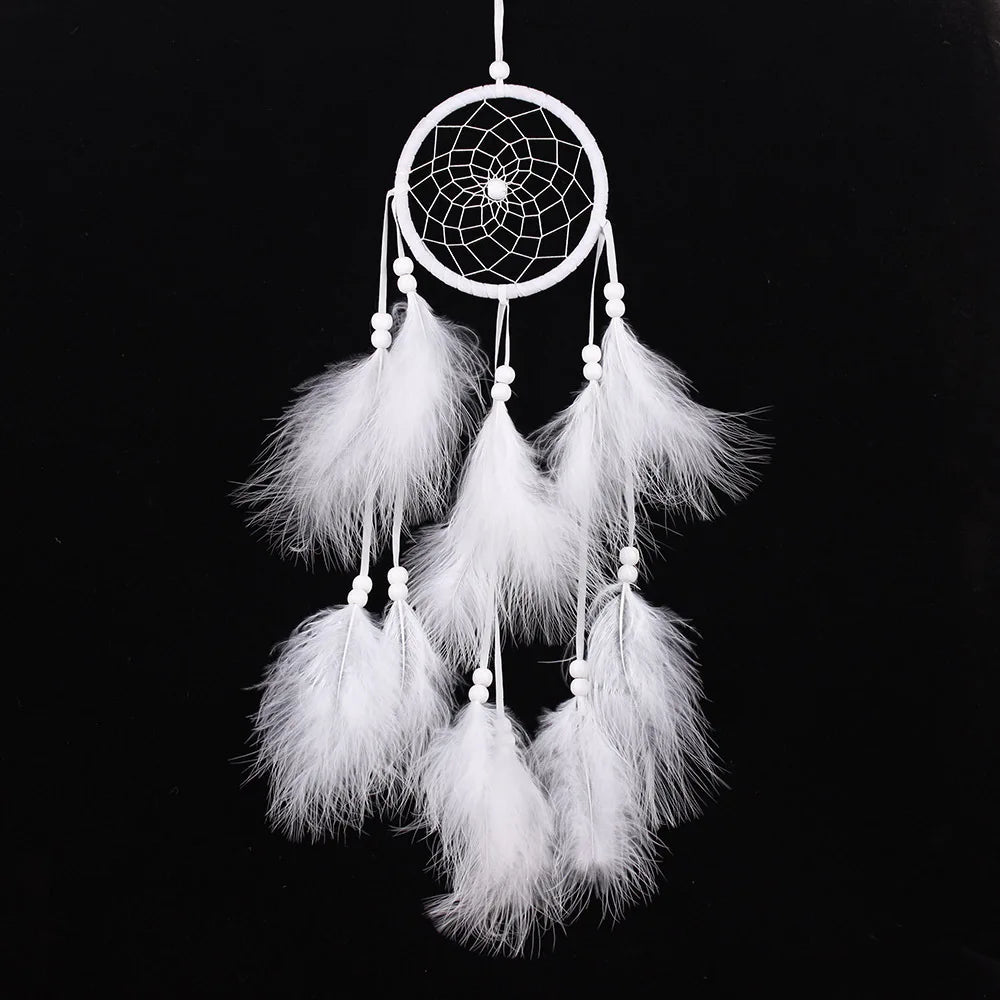 attrape rêves traditionnel blanc crocheté plumes décoration chambre nordique fil fixé erotique