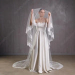 voile mariée blanc dentelle deux couches bordure dentelle classique translucide femme adultère