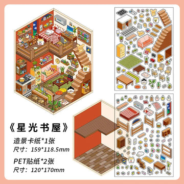puzzle 3d multicolore cartoon meubles personnages plantes adhésifs diy enfants adolescents stress
