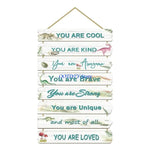 décoration murale plaquettes bois textes inspirants dinosaures papillons étoiles enfants