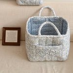 panier rangement pliable polyester fleurs blanc bleu clair moderne rangement maison jouets animaux respectueux