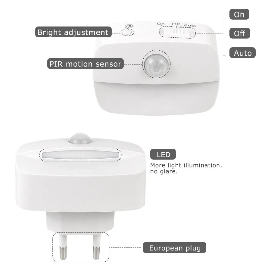 lampe détection mouvement blanc moderne compact adhésif led batteries aaa piroseau on off auto