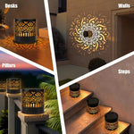 lampe solaire extérieure ip65 moderne mandala noir doré décoration murale festive led