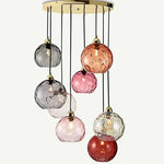 Suspension lumineuse moderne rose gris bleu ampoules intégrées texture granulée chambre salon