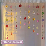 rideau porte multicolore fleurs crochetées décoration bohème intérieur semi transparent artisanal festif