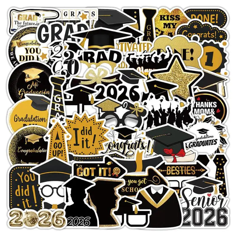stickers graduation diplômes chapeaux congratulations festifs adhésifs célébration souvenirs école étudiants