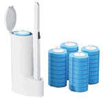 brosse toilette jetable moderne blanche bleue motifs géométriques granulée écologique