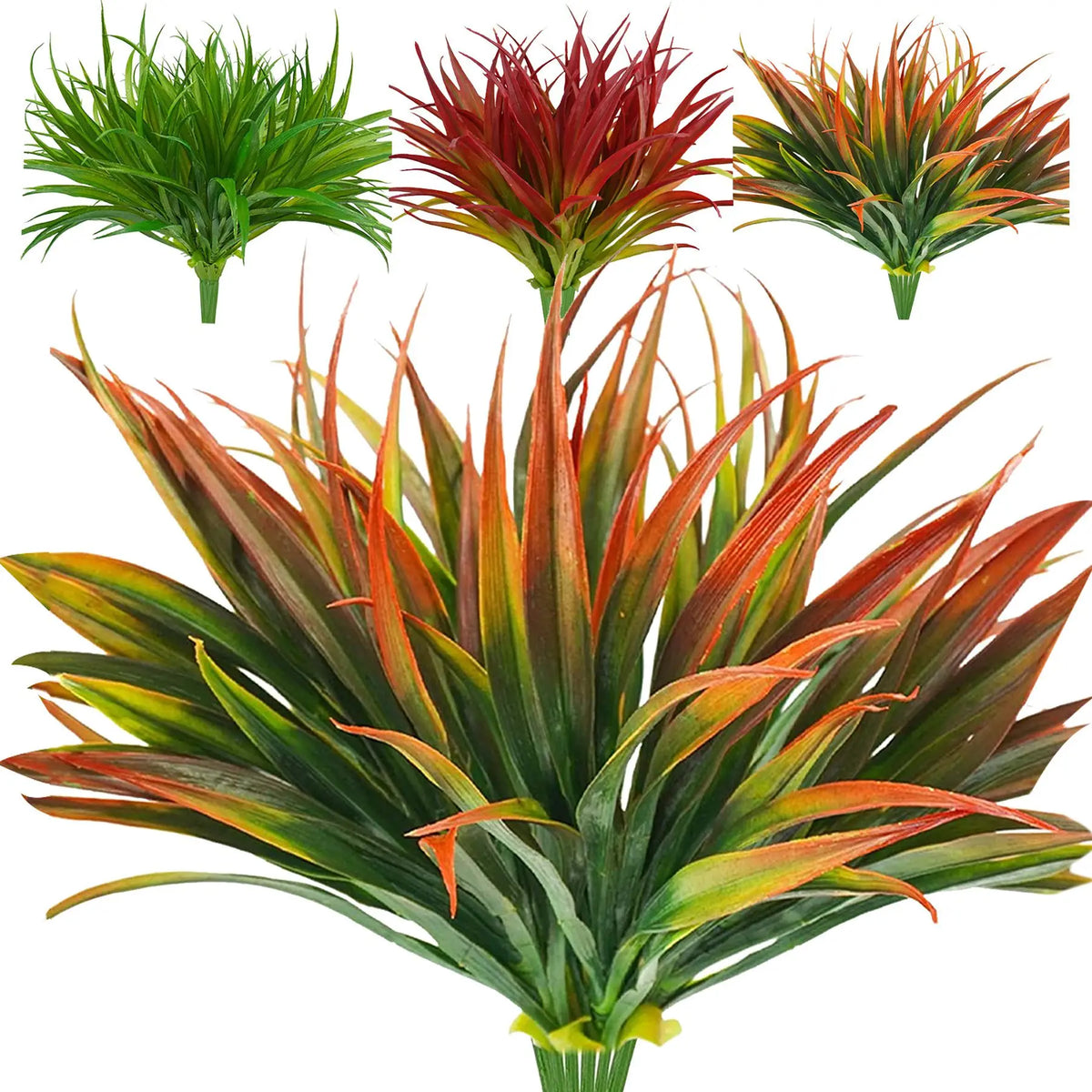 plantes artificielles herbe feuilles vertes modernes décoration intérieure extérieur minimaliste festive couleur rouge orange