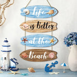 panneau decoratif mural bois motif coquillages etoiles mer bleu clair salon chambre coucher
