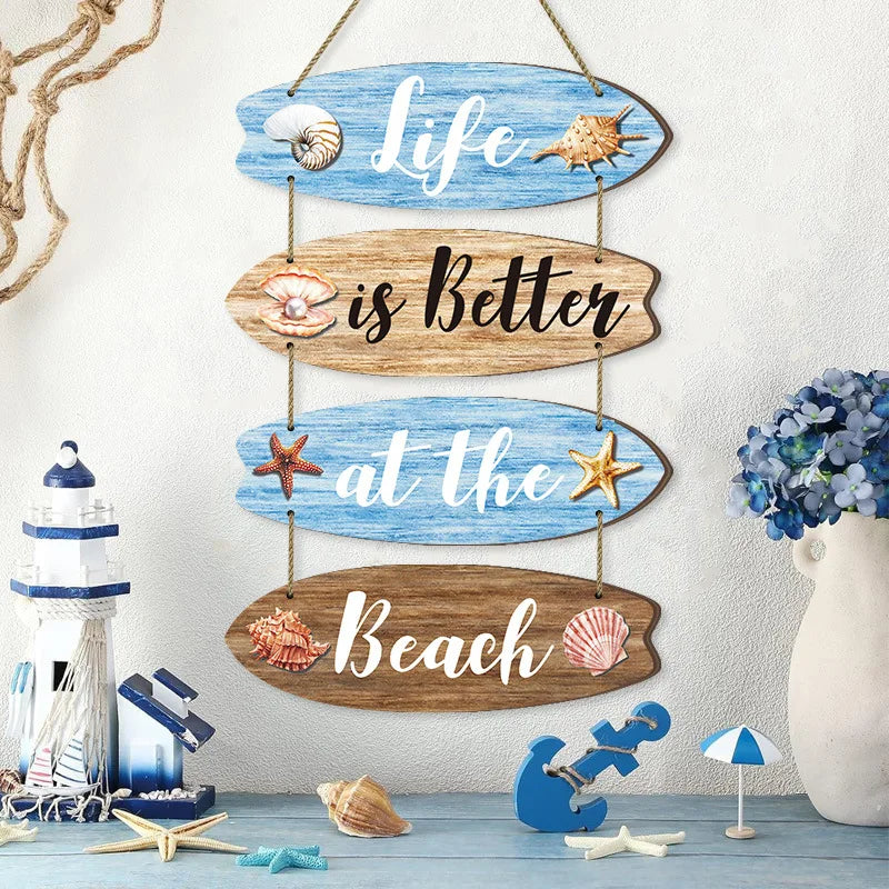 panneau decoratif mural bois motif coquillages etoiles mer bleu clair salon chambre coucher