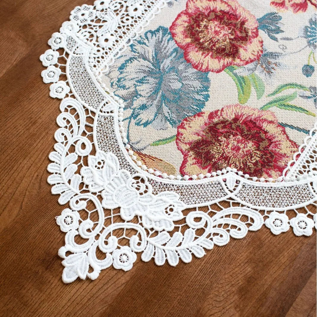 serviette table multicolore fleurs vintage polyester coton grande dimension table manger décoration maison