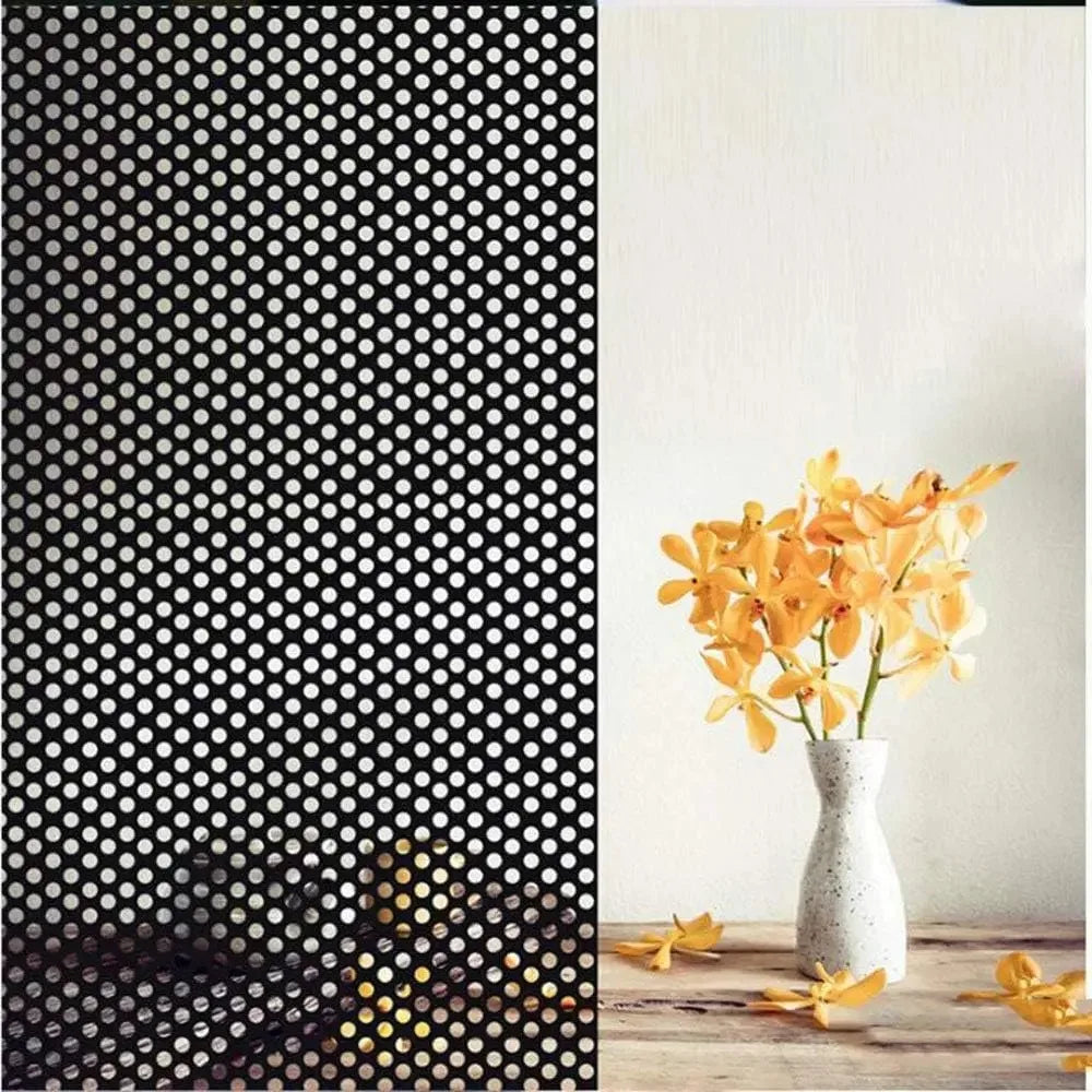 rideau adhésif perforé noir blanc moderne accroissement statique pvc opaque petits points