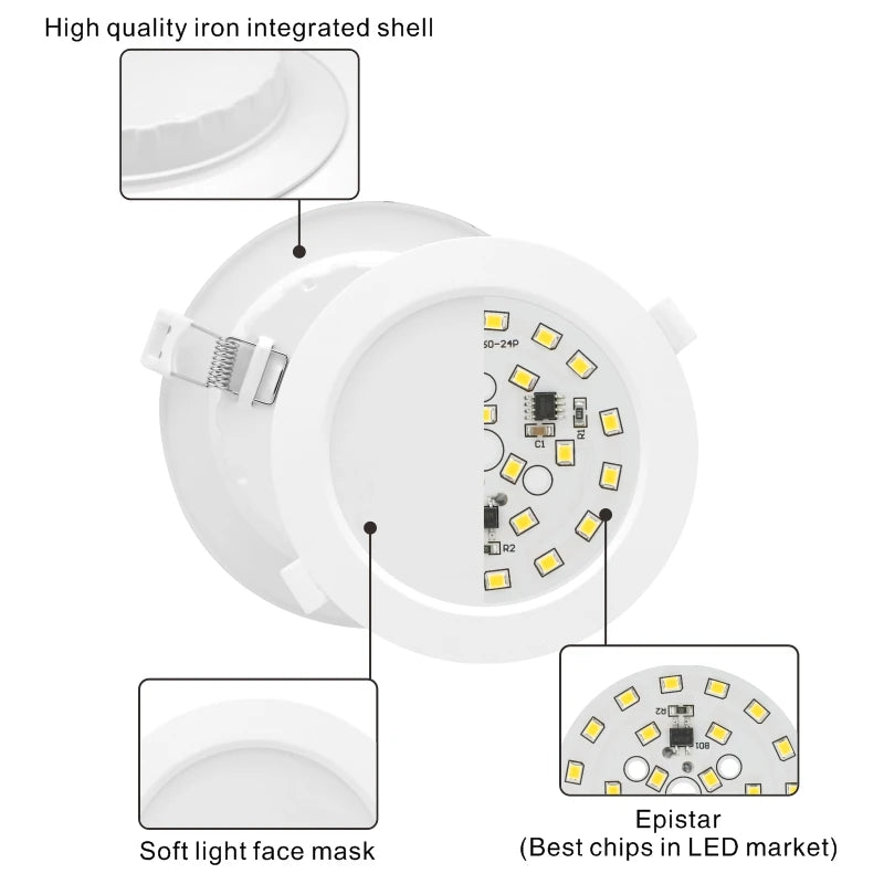 plafonnier led blanc moderne 6w 9w 12w 18w 24w 220v clips instructions