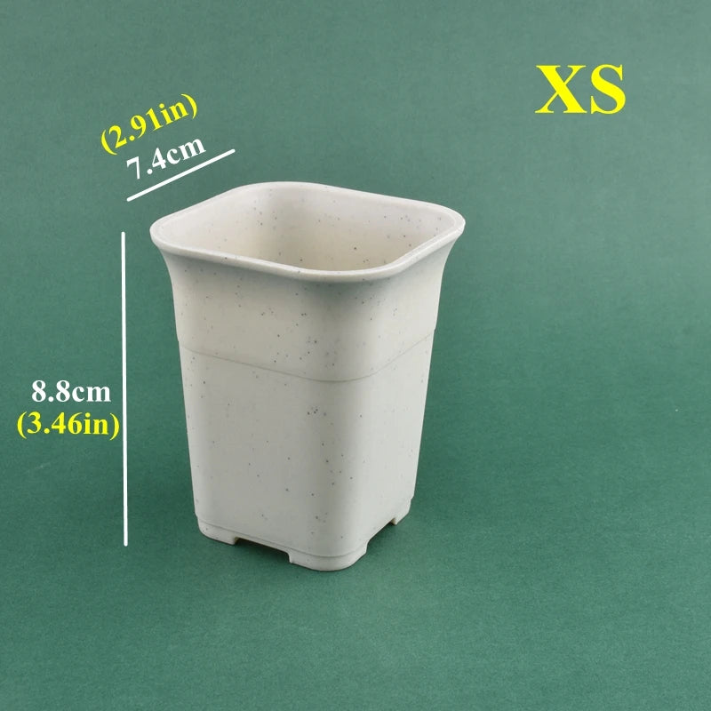 Pots fleurs carrés modernes blanc noir grains drainage 10 pièces