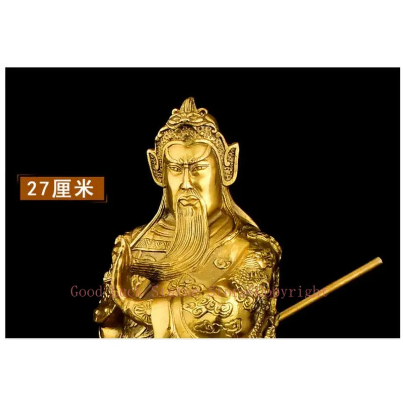 statuette or armure barbe bâton chinois feng shui protection richesse maison argent