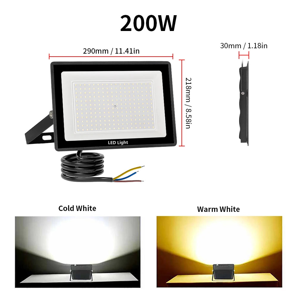 projecteur led moderne 220v 100w 200w 300w noir bras articulé extérieur ip67
