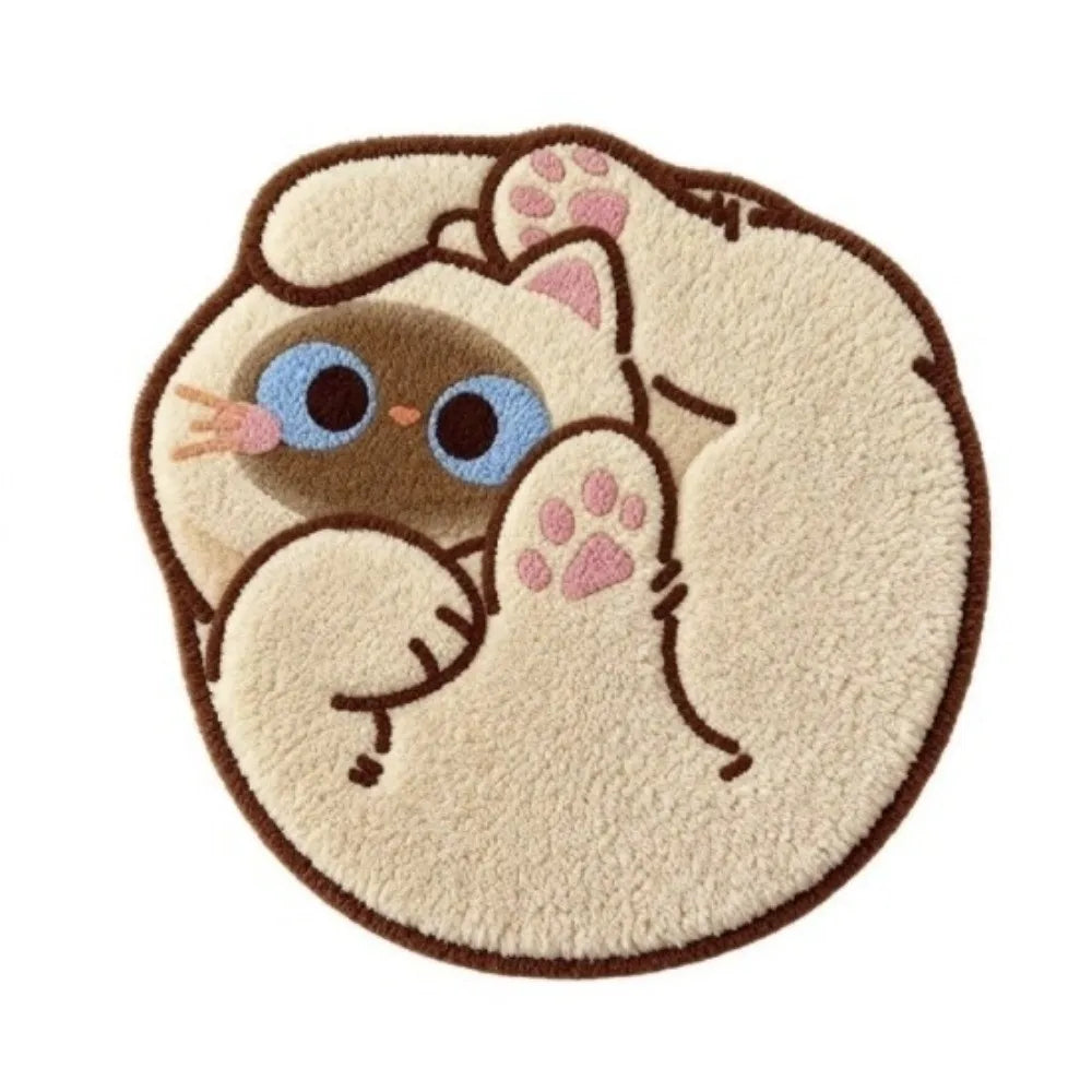 tapis rond orange chaton doux cartoon antidérapant sans bpa sans pvc peluche 50cm maison