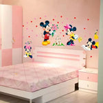 sticker mural 3d mickey minnie chambre enfant dessins animés brillants adhésif cartoonganimaux princesses motifs
