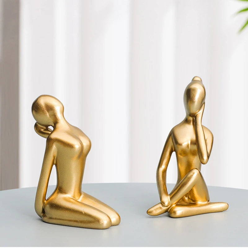 statues yoga pose or moderne minimaliste collection noël décoration intérieure gift brillant