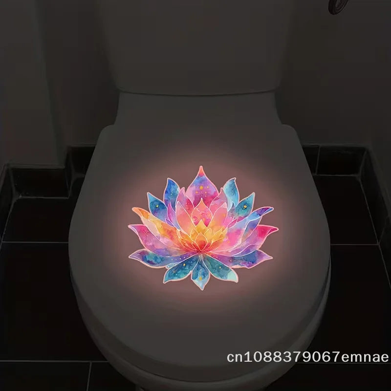 sticker mural multicolore fleur lotus adhésif artiste salle bain décoration chambre opacité