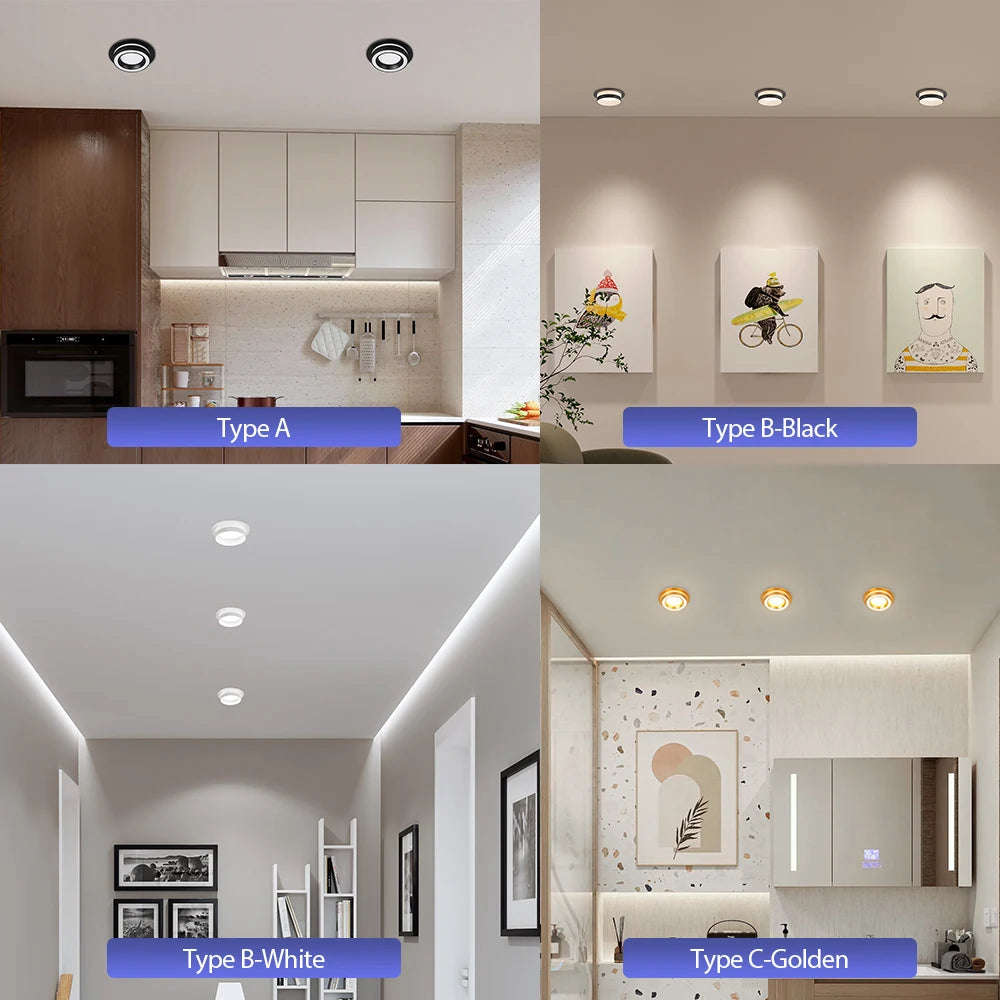Spot encastrable LED noir blanc moderne clips rond 220V 249 2000 lumens