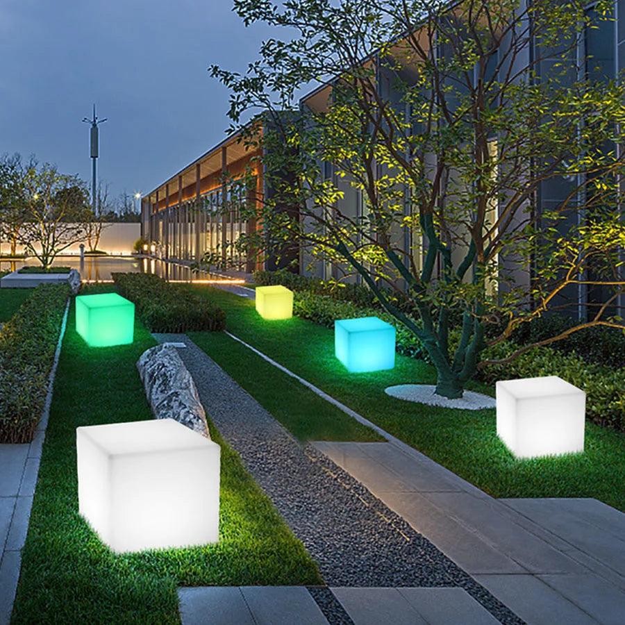veilleuse cube led 16 couleurs télécommande moderne blanc bleu violet jaune