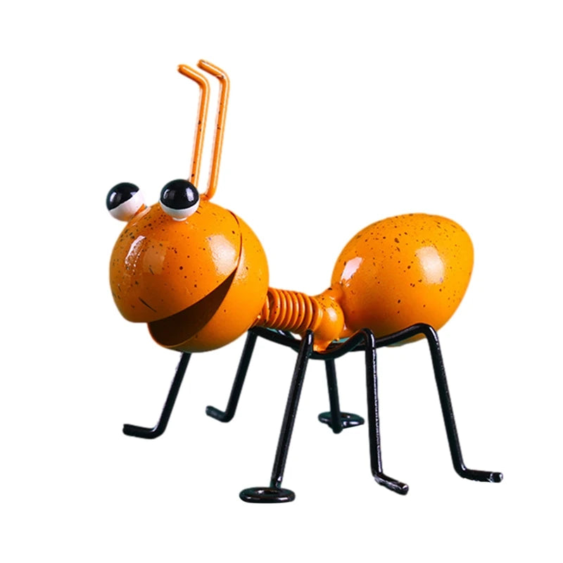 figurines insectes decoratives metal rouge vert orange bleu jaune antennes corps exterieur jardin mur