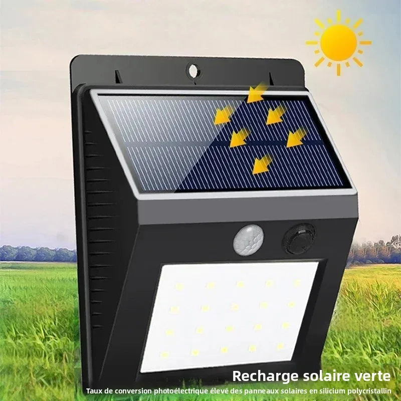 lampe solaire détecteur mouvement 100 led ip65 moderne fixation muraleextérieur jardin garage
