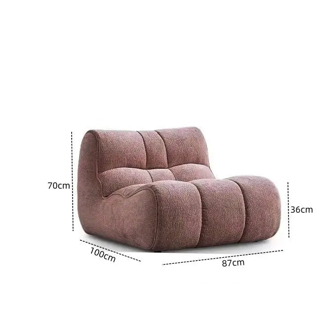 Fauteuil moderne tissu bouclé beige clair coussins d'assise dossier minimaliste