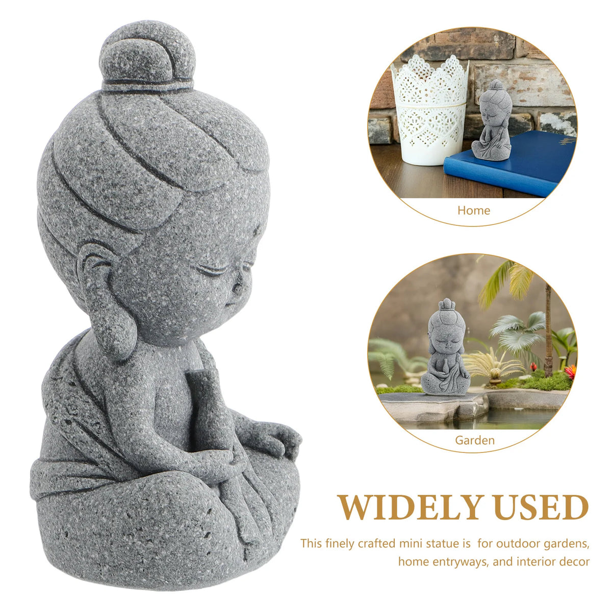 statue miniature bouddha gris clair zen décoration intérieure petite sculpture maison jardin figurine ornement
