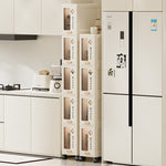 rangement mobile meuble beige compartiments tiroirs moderne minimaliste roulettes salon cuisine chambre