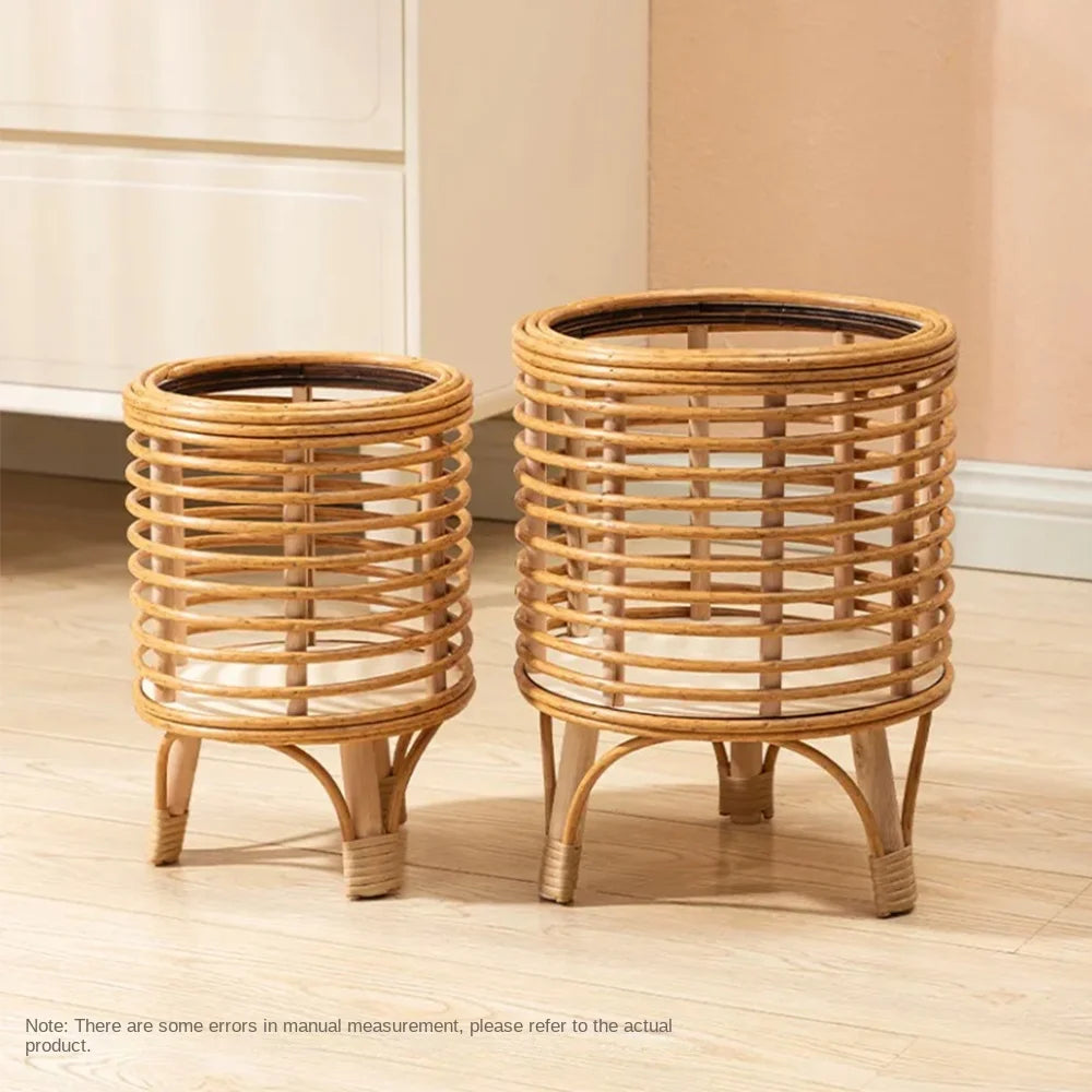 cache pot tressé rustique bohème naturel grande petite fleur verte support plante maison jardin