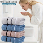 serviettes toilette coton polyester rayées gris clair bleu clair beige classiques 32x66cm pack