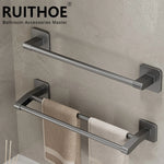 porte serviettes mural gris lisse double barre 30 40 50cm moderne minimaliste fixations murales