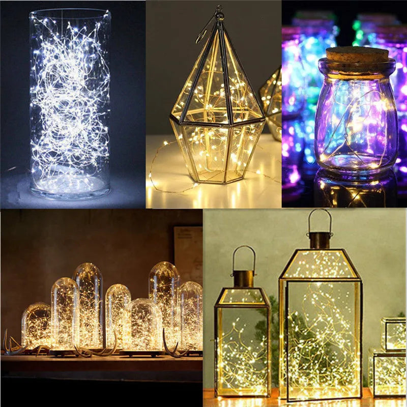 guirlande lumineuse multicolore filament led moderne 2m 20led autoadhésive pile bouton noel decoration fete