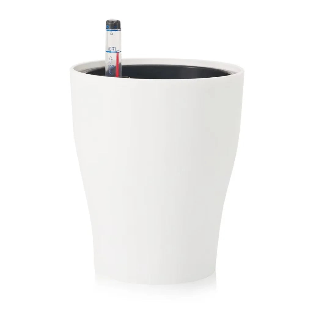 pots plantes autoarrosants indicateurs eau moderne thermomètre pieds boisDecoration intérieure blanc noir vert rond