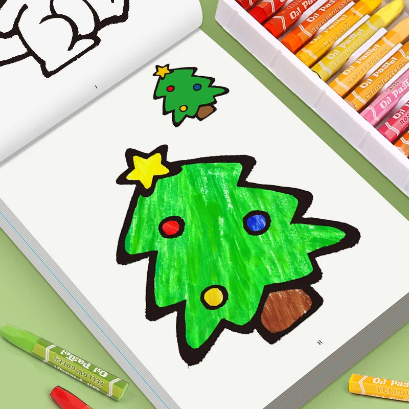 livre coloriage enfants dessins train voiture pomme poisson crayons huile illustrations françaises