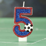 bougies numériques forme chiffres pailletées football bleu rouge blanche décoratives anniversaire sport thème tringle