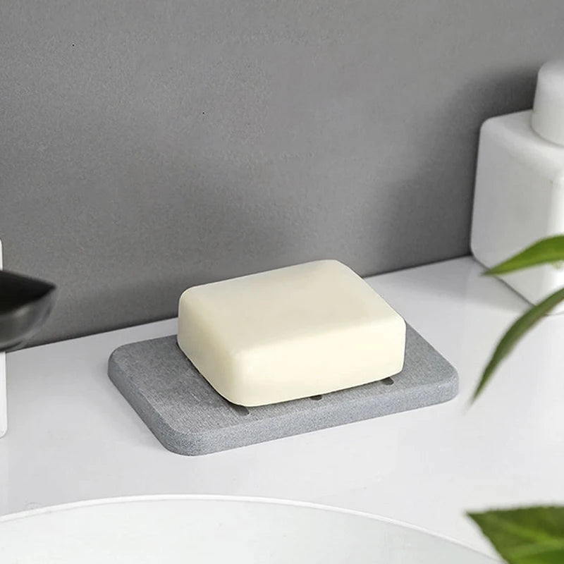 porte savon silicone texturé gris foncé gris clair moderne minimaliste rapide absorption salle bain