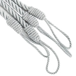 rideau ruban torsadé moderne vert beige gris clair anneaux métalliques inclusion polonais voies accessoires