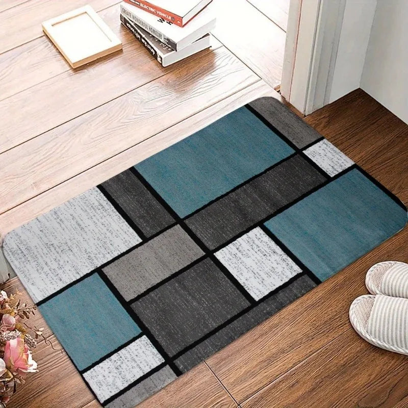 tapis d'entrée moderne motif géométrique tissé antidérapant porte salon cuisine extérieur intérieur gris