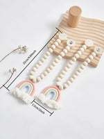 rideau boho chic arc ciel blanc pompons fenêtre maison hospitalité