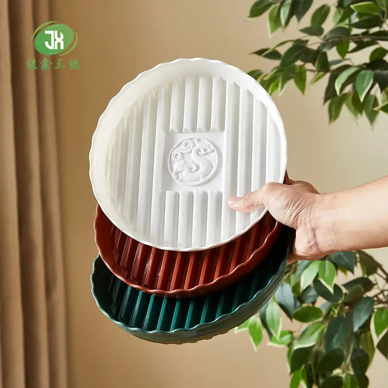 plateau fleur décoratif résine pot plante bordure ondulée moderne