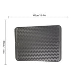 tapis cuisine silicone vert bleu gris moderne rayures ondulées assiette cônes baies 30x40cm