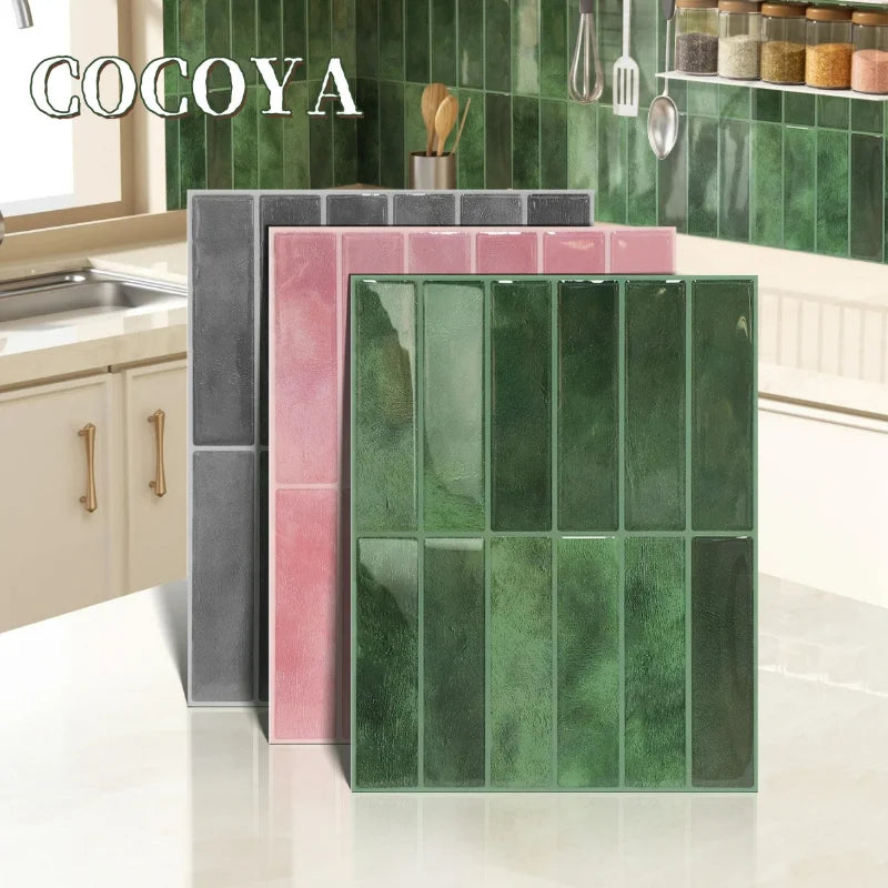 autocollants mur verts gris roses texture marbrée effet 3d moderne minimaliste feuilles feuilles