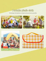 serviette pique nique pliable carreaux blancs moderne orange vert rouge jaune pratique poignées camping