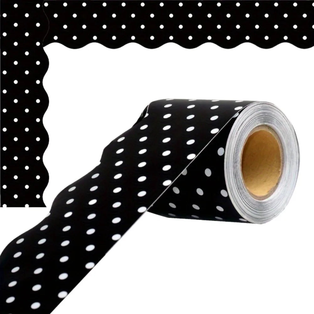 rubans decoratifs adhesifs multicolores motifs floraux points zigzag feuilles rustiques noirs blancs