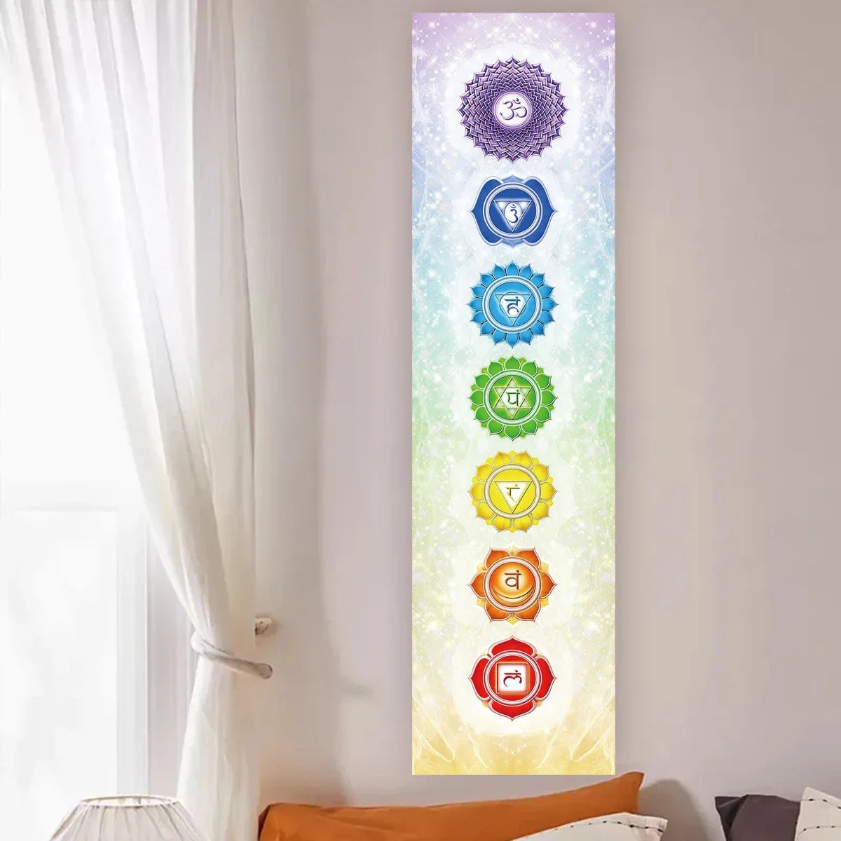 tableau mural multicolore mandala symboles religieux spirituel opaque sans fixation 150cm 40cm