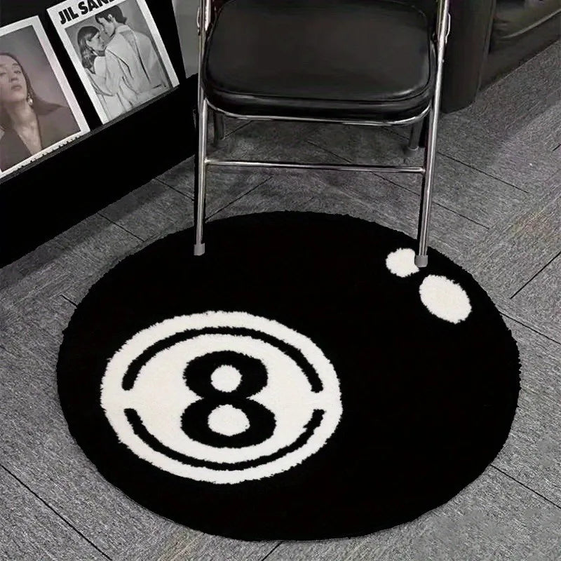 tapis noir doux motif boule moderne antidérapant polyester flanelle maison