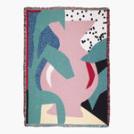 tapis abstrait géométrique polyester coton bleu vert rose motifs contemporains portable pique nique voyage